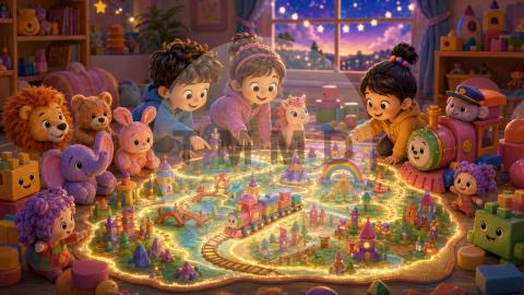 El mapa brillante del cuarto de juegos