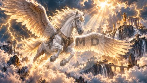 Pegasus Above the Olympian Storm