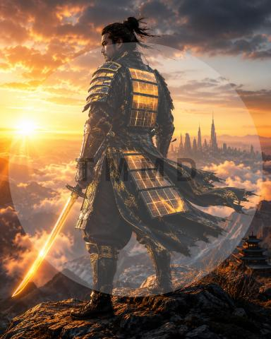 Samurái solar al amanecer