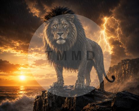 León de Ébano bajo la Tormenta Dorada
