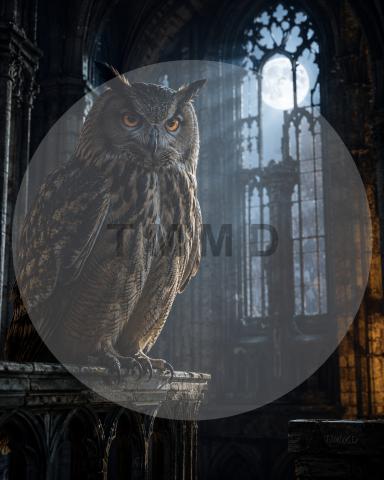 Búho Real en la Catedral Nocturna