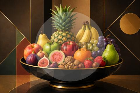 Bodegón tropical en porcelana negra