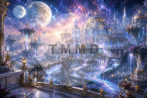 Crystal City Beneath Twin Moons