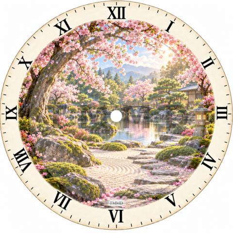 Radiant Zen Garden With Cherry Blossoms Clock Face