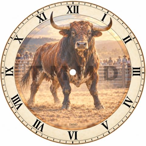 Magical Handsome Bull At The Rodeo Clock Face