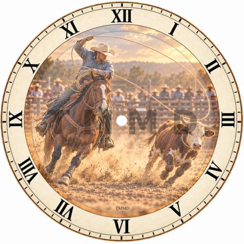 Luminous Cowboy Roping A Cow Clock Face