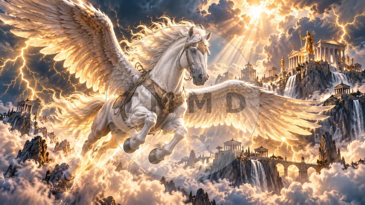 Pegasus Above the Olympian Storm