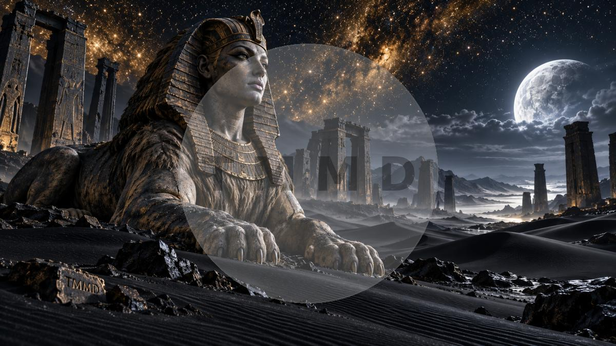 Esfinge del desierto de obsidiana