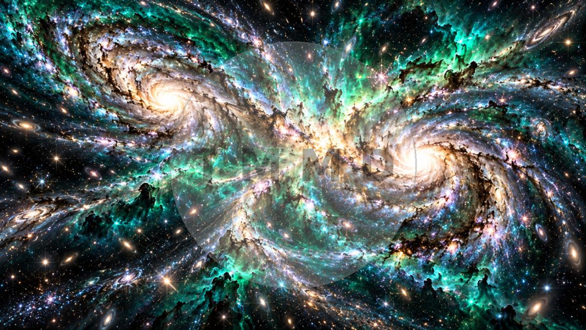 Colisión de esmeraldas en el espacio profundo