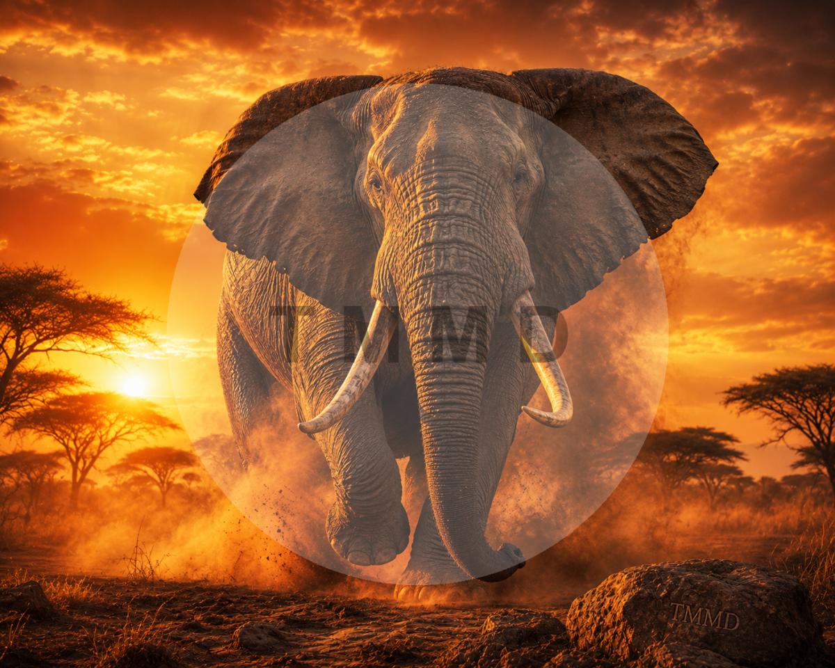 Elefante Real en la Sabana de Fuego