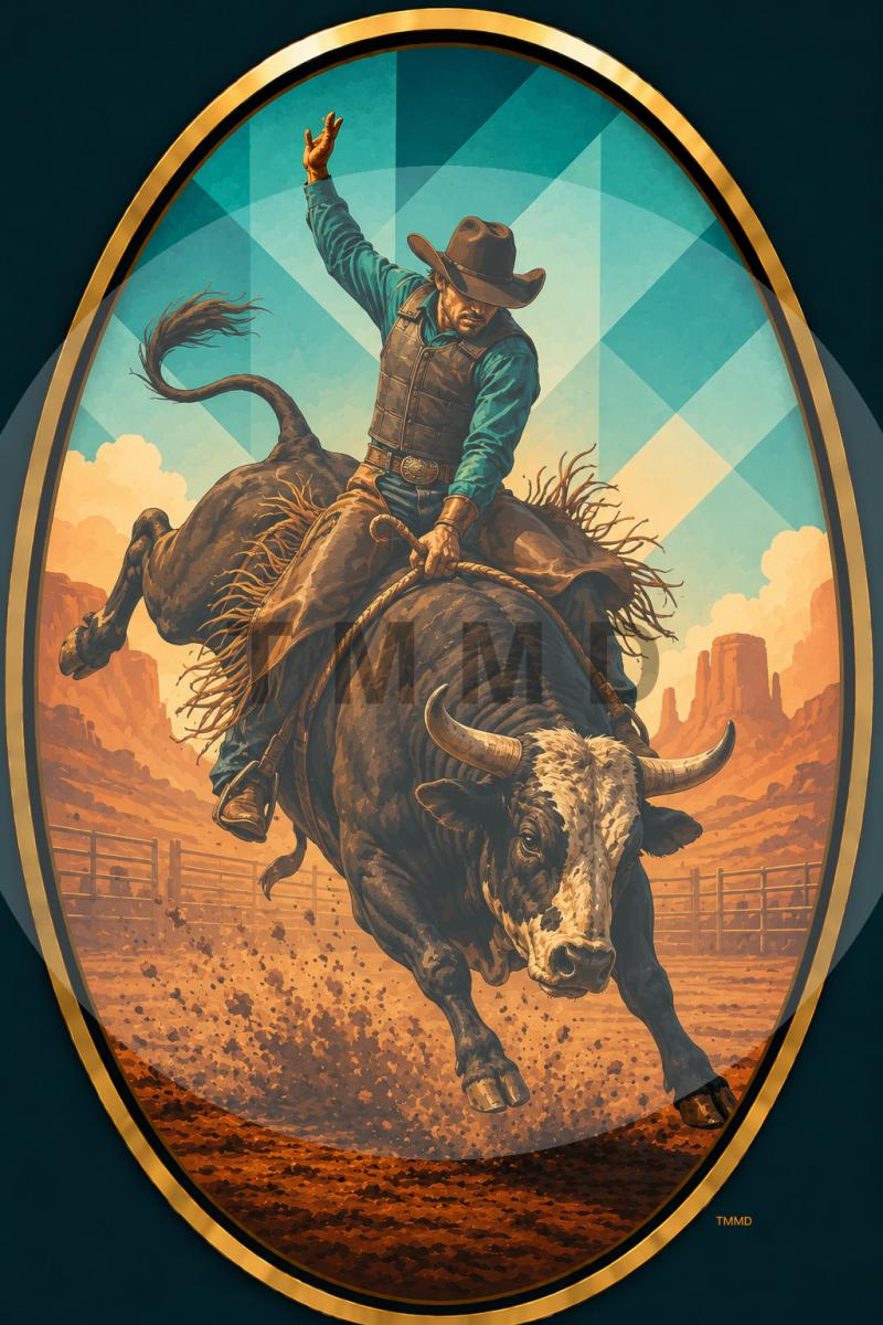 Bull Rider in Golden Oval