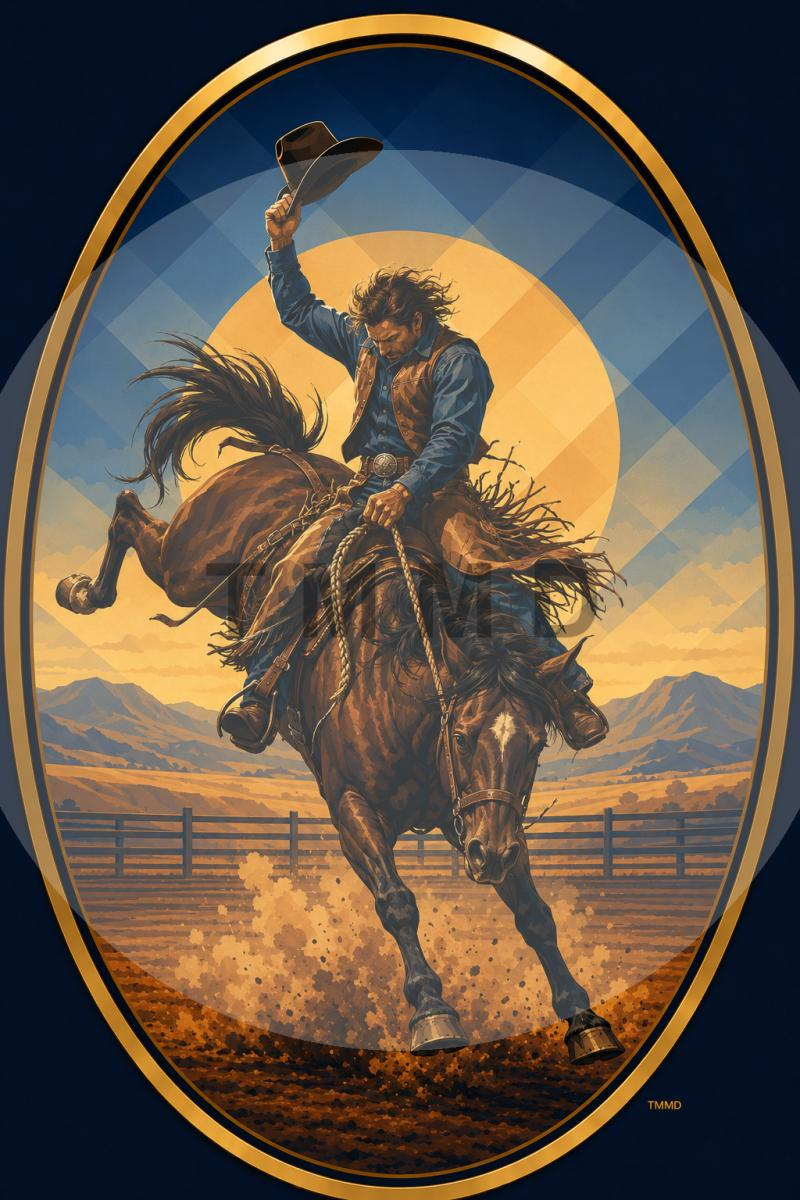Wild Bronc in Gold Frame