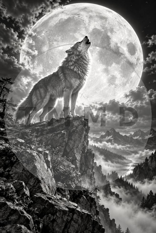 Lobo entre pinos de invierno