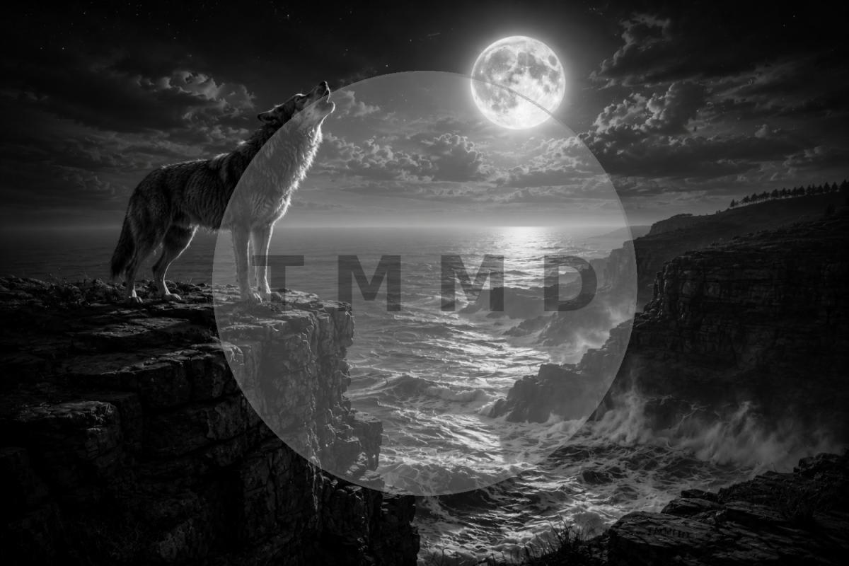 Luna de acantilado y mar oscuro