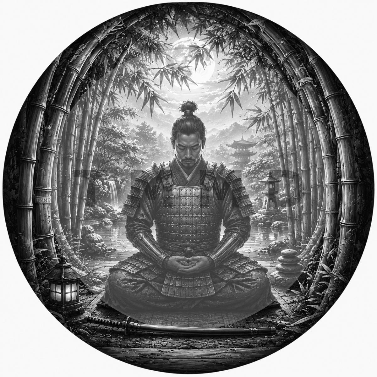 Serene Samurai in a Bamboo Portal