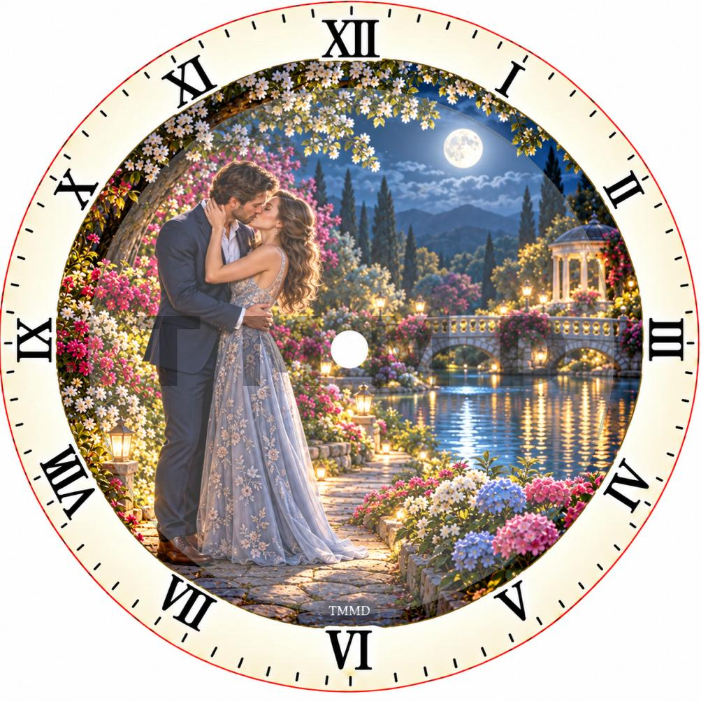 Reloj Armonioso Amantes Cariñosos Besándose Tierna