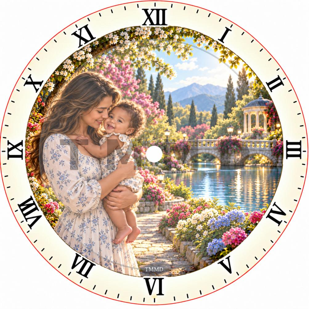 Reloj Radiante Hermoso Bebé Mulato Abrazado Por Su